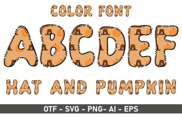 Pilgrim Hat and Pumpkin Font